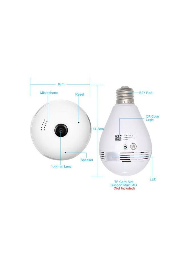 Generic - 360-Degree Fisheye Panoramic Wireless Surveillance Camera With LED Bulb Security - Image 1