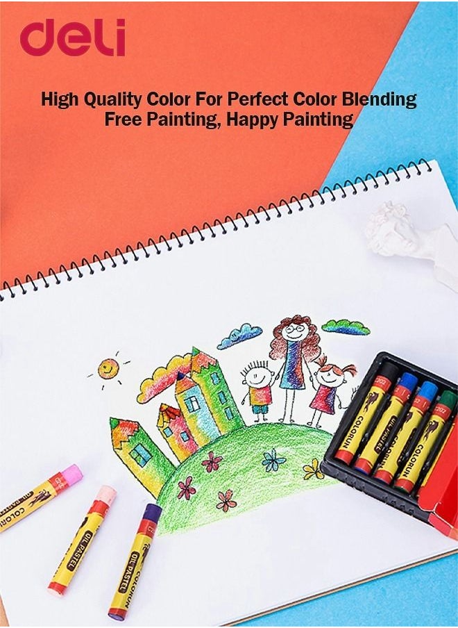 Deli - 12 Pieces Washable Oil Pastel Set Non-Toxic Crayons Round Barrel Drawing Supplies for Toddler Children Kids Multicolour - Image 1