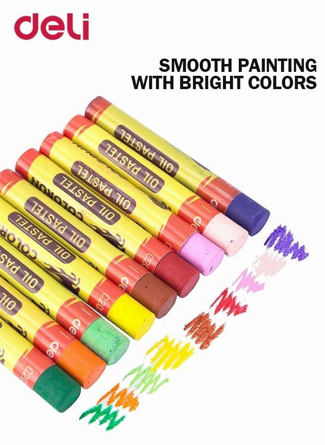 Deli - 12 Pieces Washable Oil Pastel Set Non-Toxic Crayons Round Barrel Drawing Supplies for Toddler Children Kids Multicolour - Image 1