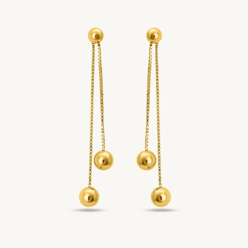 بالموناس 18K Gold Tone Plated Front Rear Dangle Earrings For Women - Waterproof & Anti-Tarnish