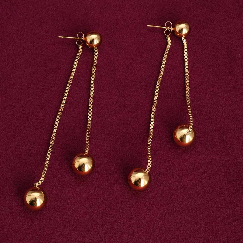 بالموناس 18K Gold Tone Plated Front Rear Dangle Earrings For Women - Waterproof & Anti-Tarnish