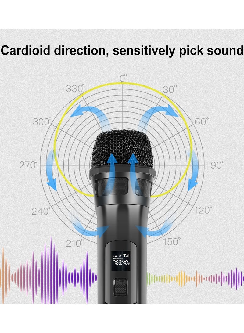 بولوز قطعتان من الميكروفون اللاسلكي، ميكروفون UHF، ميكروفون يدوي ديناميكي لاسلكي للكاراوكي والغناء، وحفلات الزفاف، والدي جي، والحفلات، والخطب، والاستخدام في الفصول الدراسية، ونظام الصوت PA، بمدى 98 قدم، باللونين الأسود والذهبي. - Image 3