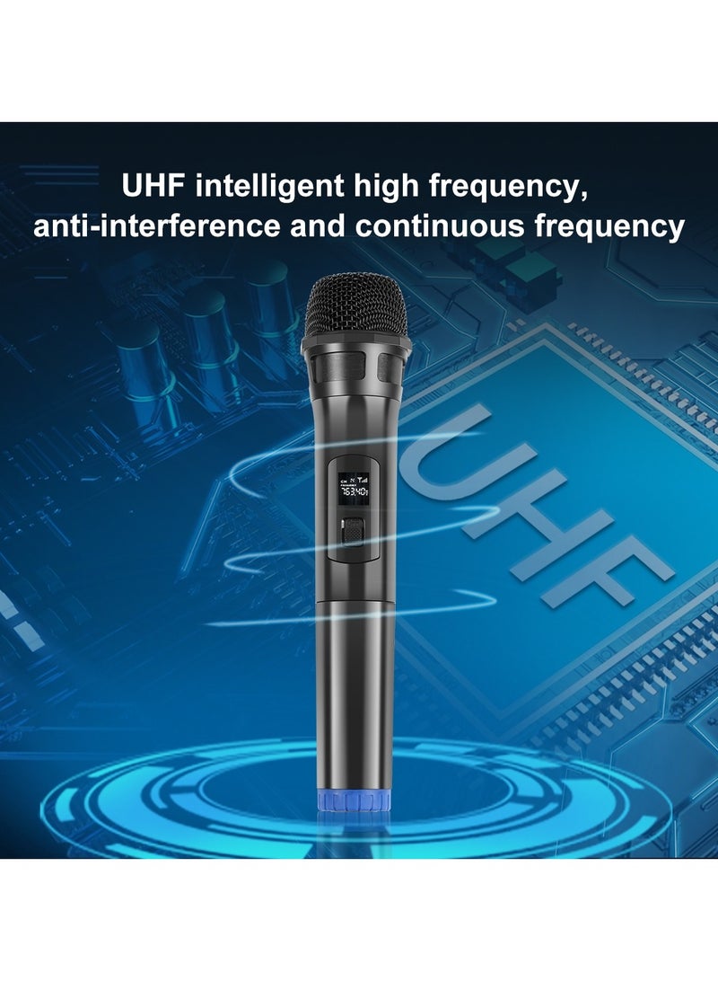 بولوز قطعتان من الميكروفون اللاسلكي، ميكروفون UHF، ميكروفون يدوي ديناميكي لاسلكي للكاراوكي والغناء، وحفلات الزفاف، والدي جي، والحفلات، والخطب، والاستخدام في الفصول الدراسية، ونظام الصوت PA، بمدى 98 قدم، باللونين الأسود والذهبي. - Image 5