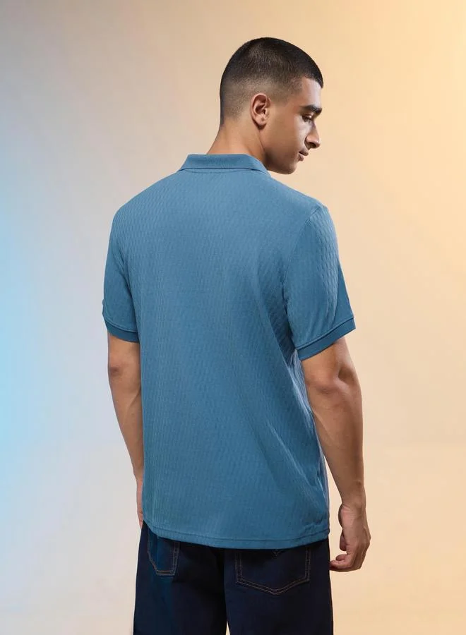Technosport blue Men Jacquard Slim Fit Polo for Men | Best Price UAE