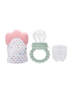 Pikkaboo Pikkaboo Chew & Feed Teether with Fruit Pacifier Duo - Pink  - Image 1