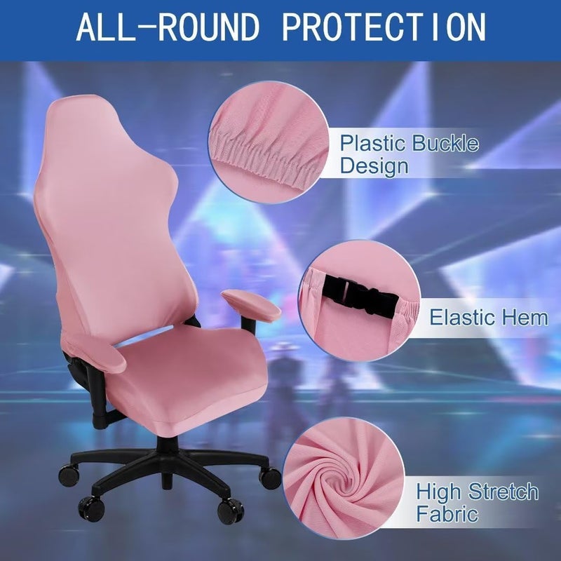 SARAFLORA 2 Pack Gaming Chair Cover, Stretchable Computer Cover Removable for Armchair, Swivel, Gaming, Boss Chair, Spandex Slipcovers, Pink - Image 4