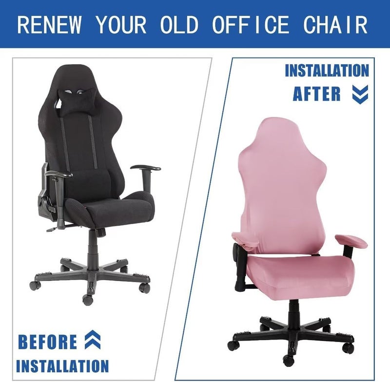 SARAFLORA 2 Pack Gaming Chair Cover, Stretchable Computer Cover Removable for Armchair, Swivel, Gaming, Boss Chair, Spandex Slipcovers, Pink - Image 5