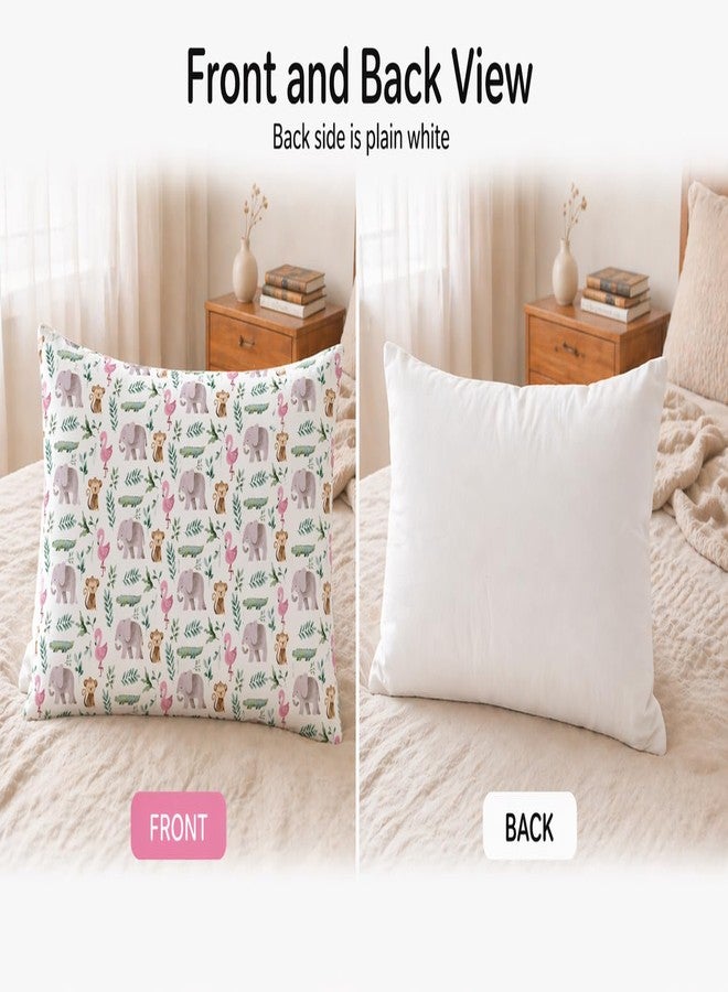 VLYSIUM Kids Pillow 12x18 Inch, Soft Polyester Fabric, Cute Jungle Animal Pattern Print (Elephant, Flamingo, Monkey & Crocodile), Baby Pillow for 1–5 Years, Neck Support Cushion – Pack of 1 - Image 2