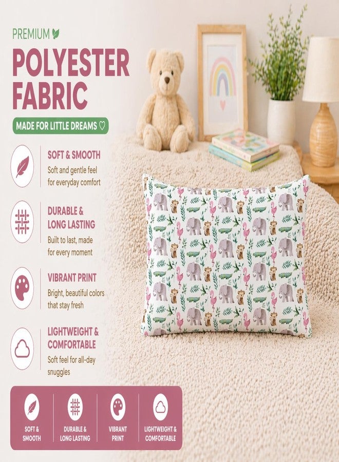VLYSIUM Kids Pillow 12x18 Inch, Soft Polyester Fabric, Cute Jungle Animal Pattern Print (Elephant, Flamingo, Monkey & Crocodile), Baby Pillow for 1–5 Years, Neck Support Cushion – Pack of 1 - Image 4