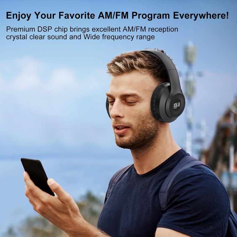 kamapulo X5 AM FM Radio Headphones Rechargeable, Personal Portable Radio Headset am/fm Digital Earmuff with Best Reception for Jogging, Mowing, Cycling, Meeting, Church - Image 2