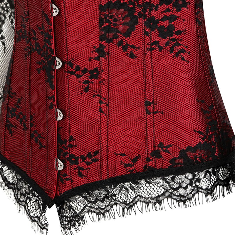 Zhitunemi Corset Tops For Women Renaissance: Womens Halloween Costume Corset Renaissance Fair - Historical Reenactment Events Medium Red - Image 4