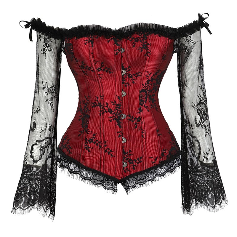 Zhitunemi Corset Tops For Women Renaissance: Womens Halloween Costume Corset Renaissance Fair - Historical Reenactment Events Medium Red - Image 1