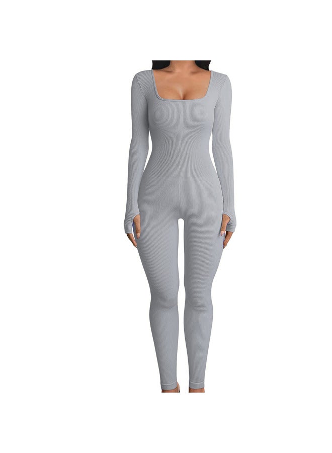 Women's Jumpsuit Autumn And Winter New Thread Square Collar Hip Lifting Slim Jumpsuit