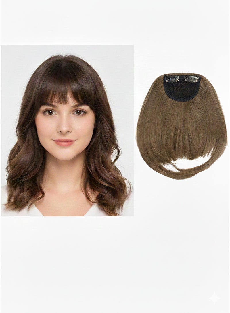 Synthetic Clip-In Air Bangs (Front Fringe) Hair Extension - Light Ash Brown (Color 12A) - One Piece