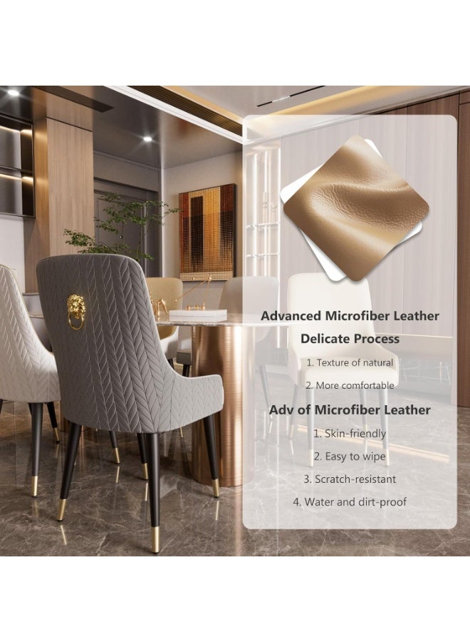 ويسفور طقم كراسي طعام من كرسيين عصريين مبطنين مع مسند ظهر، كراسي مميزة بدون أذرع بأرجل معدنية للمطبخ وغرفة المعيشة وغرفة النوم باللون البيج والأبيض - Image 4