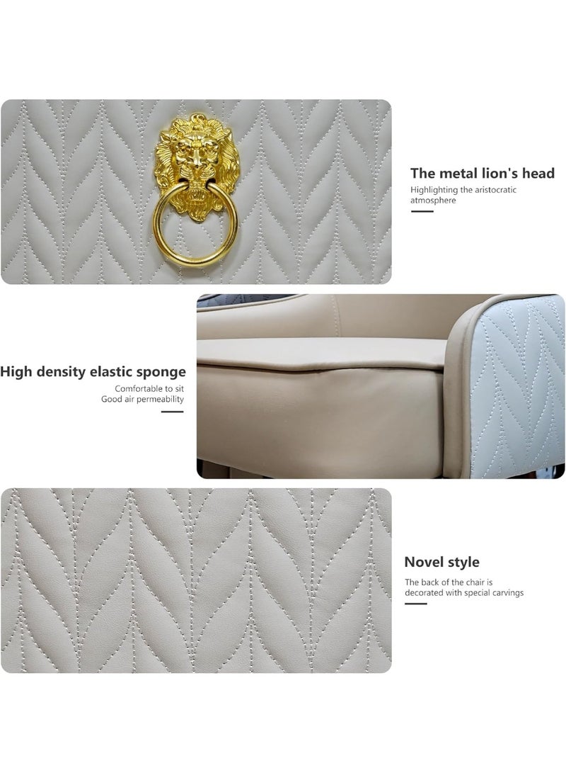 ويسفور طقم كراسي طعام من كرسيين عصريين مبطنين مع مسند ظهر، كراسي مميزة بدون أذرع بأرجل معدنية للمطبخ وغرفة المعيشة وغرفة النوم باللون البيج والأبيض - Image 5