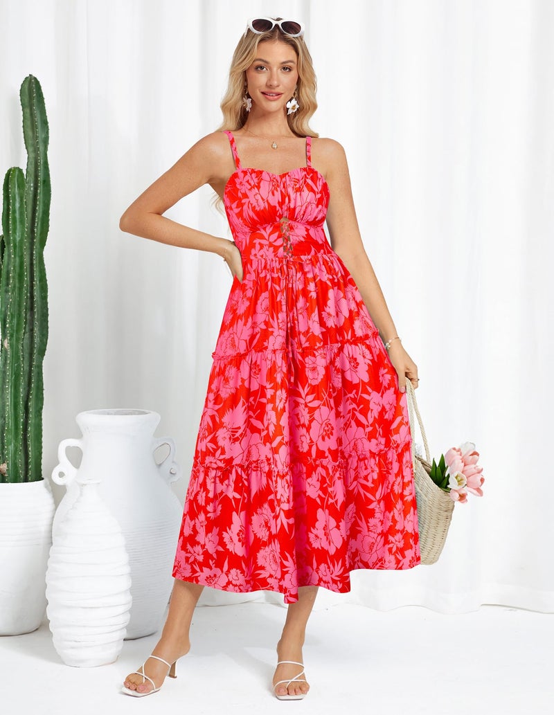 GRACE KARIN Sundresses for Women 2026 Sleeveless Floral Print Maxi Dress Flowy A Line Casual Beach Long Dresses - Image 4