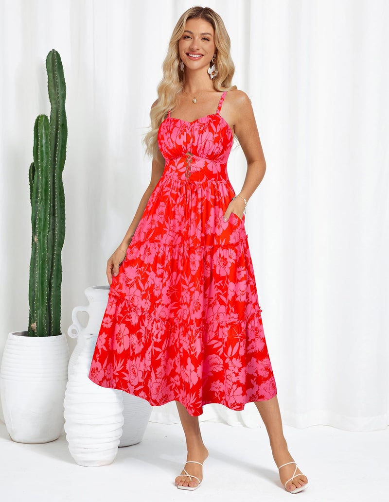 GRACE KARIN Sundresses for Women 2026 Sleeveless Floral Print Maxi Dress Flowy A Line Casual Beach Long Dresses - Image 3