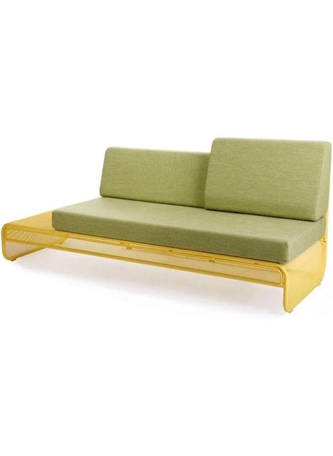 Harmony Home - Harmony Home 4-Seater Outdoor Sofa Set, 25x68x37 cm, Modern Wicker Patio Bistro Furniture with Cushioned Chairs & Tempered Glass Table, Metal Frame, Yellow - Image 1