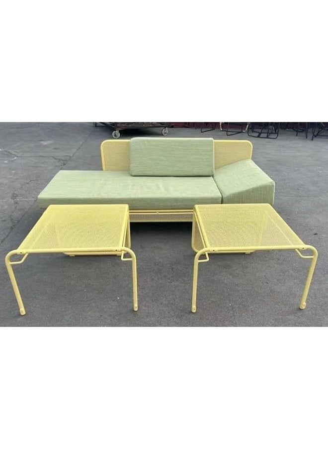 Harmony Home - Harmony Home 4-Seater Outdoor Sofa Set, 25x68x37 cm, Modern Wicker Patio Bistro Furniture with Cushioned Chairs & Tempered Glass Table, Metal Frame, Yellow - Image 1