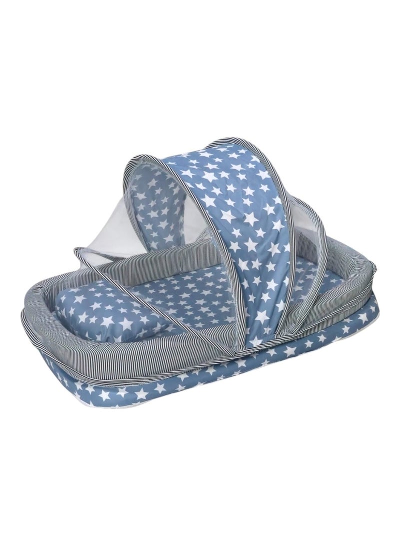 بيبي كارا سرير بيبي صافي مع ناموسية مفرش سميك ووسادة رقبة للأطفال حديثي الولادة 80x50 سم - Image 1