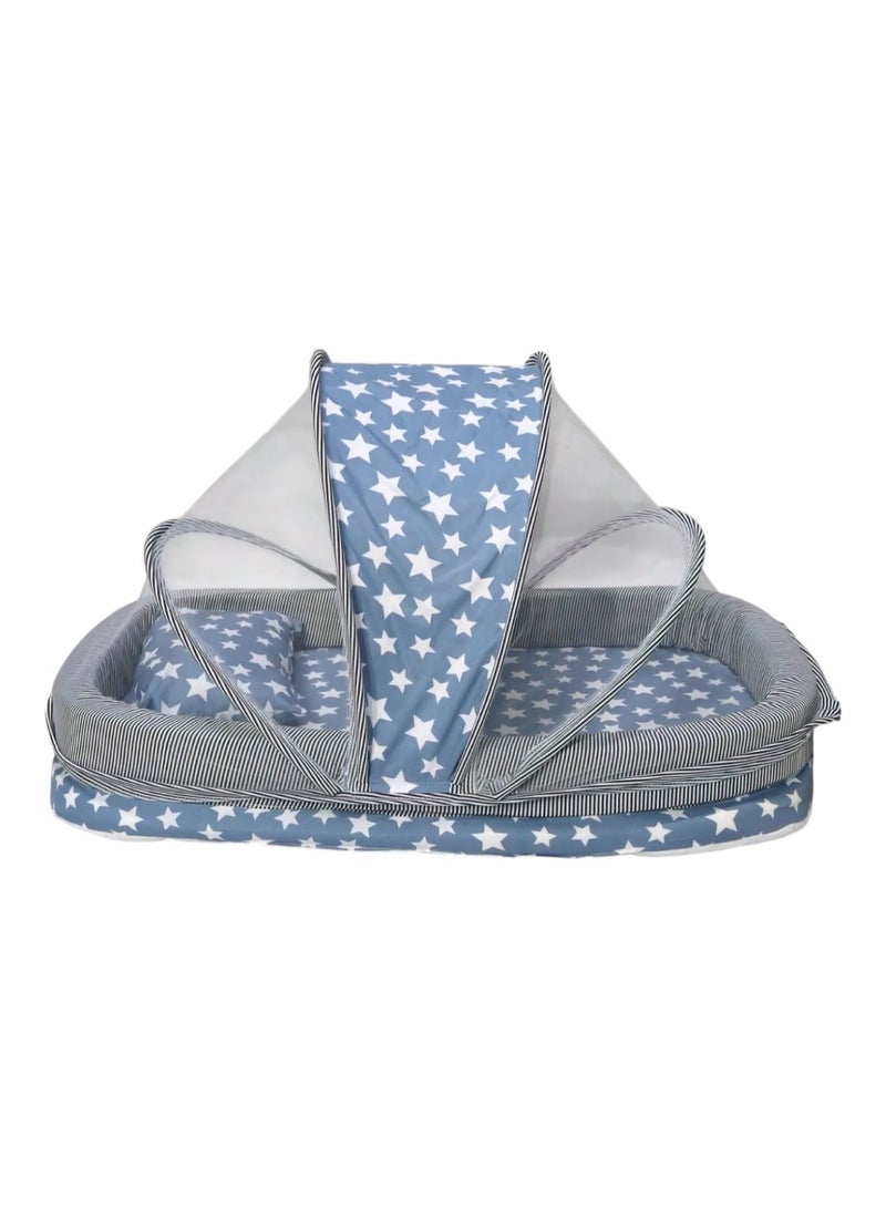 بيبي كارا سرير بيبي صافي مع ناموسية مفرش سميك ووسادة رقبة للأطفال حديثي الولادة 80x50 سم - Image 2