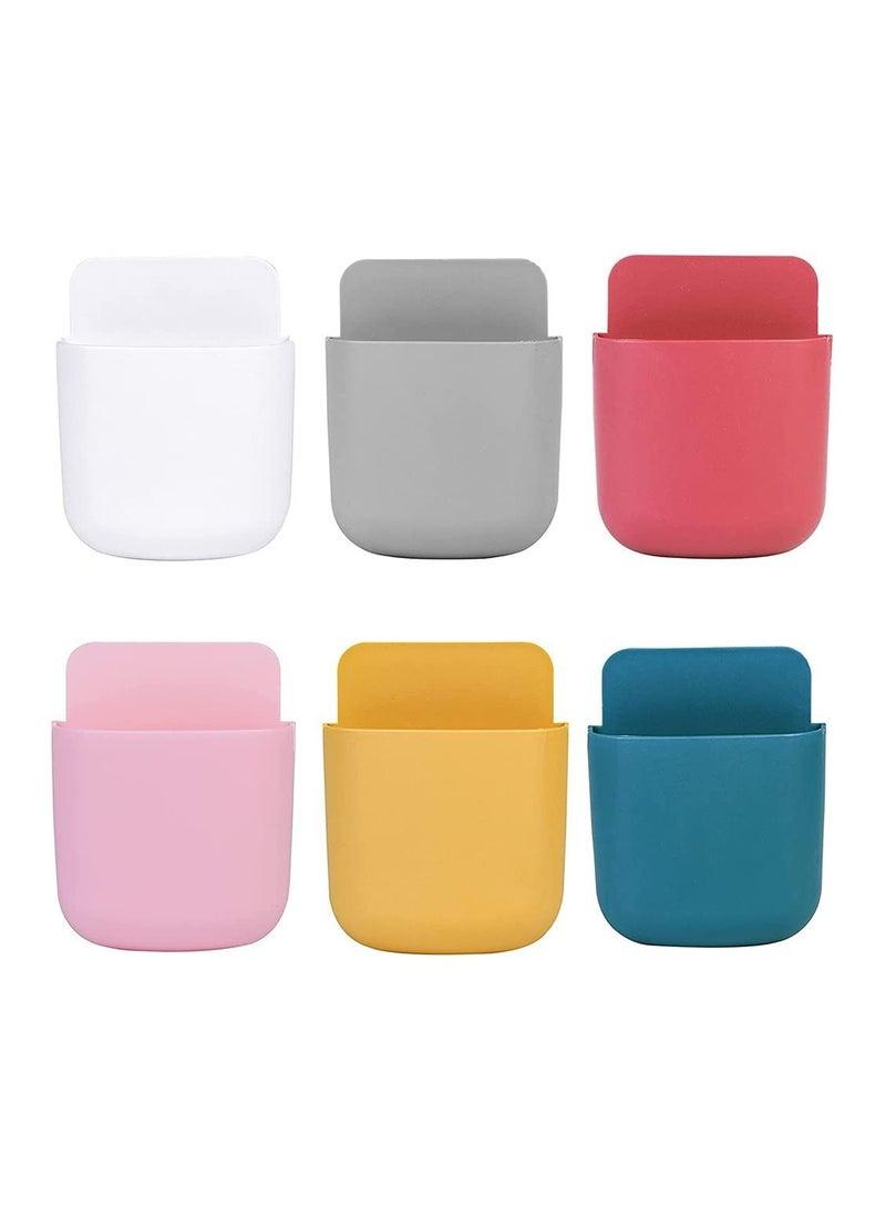 Y&D 6 Pieces Wall Mount Phone Holder Self-Adhesive Beside Organizer Storage Box Plastic Charging Stand Remote Wall-Mounted Brackets for Bedroom  - Image 1