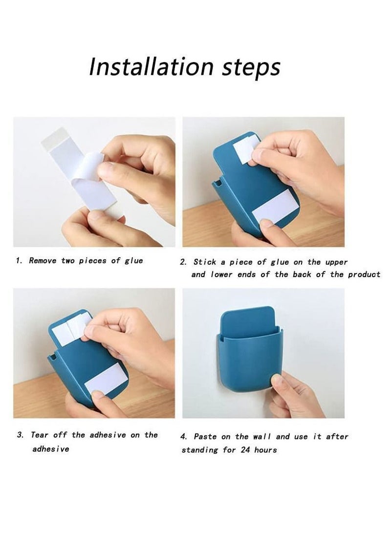 Y&D 6 Pieces Wall Mount Phone Holder Self-Adhesive Beside Organizer Storage Box Plastic Charging Stand Remote Wall-Mounted Brackets for Bedroom  - Image 4