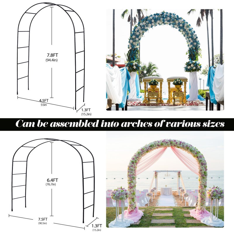ROOLLYA Thickened 0.7mm Tube Garden Arch Trellis, 4.6 * 7.8 or 6.4 * 7.5Ft, Metal Archway Arbor Stable Outdoor Garden Trellis for Climbing Plants, Party Wedding Arch Decoration - Image 2