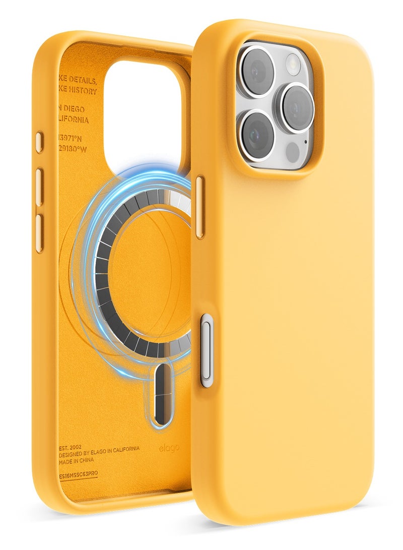 Elago Magnetic Liquid Silicone for iPhone 16 Pro MAX Case Cover Compatible with MagSafe Shockproof - Sunshine - Image 1