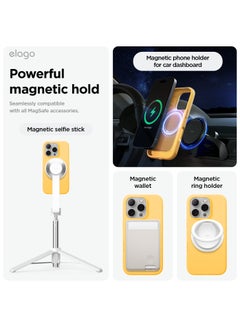 Elago Magnetic Liquid Silicone for iPhone 16 Pro MAX Case Cover Compatible with MagSafe Shockproof - Sunshine  - Image 2