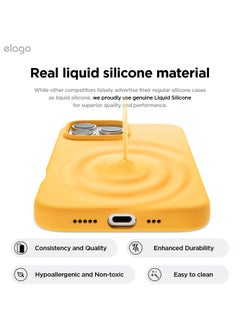 Elago Magnetic Liquid Silicone for iPhone 16 Pro MAX Case Cover Compatible with MagSafe Shockproof - Sunshine  - Image 3