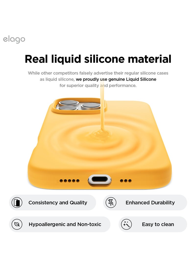 Elago Magnetic Liquid Silicone for iPhone 16 Pro MAX Case Cover Compatible with MagSafe Shockproof - Sunshine - Image 3