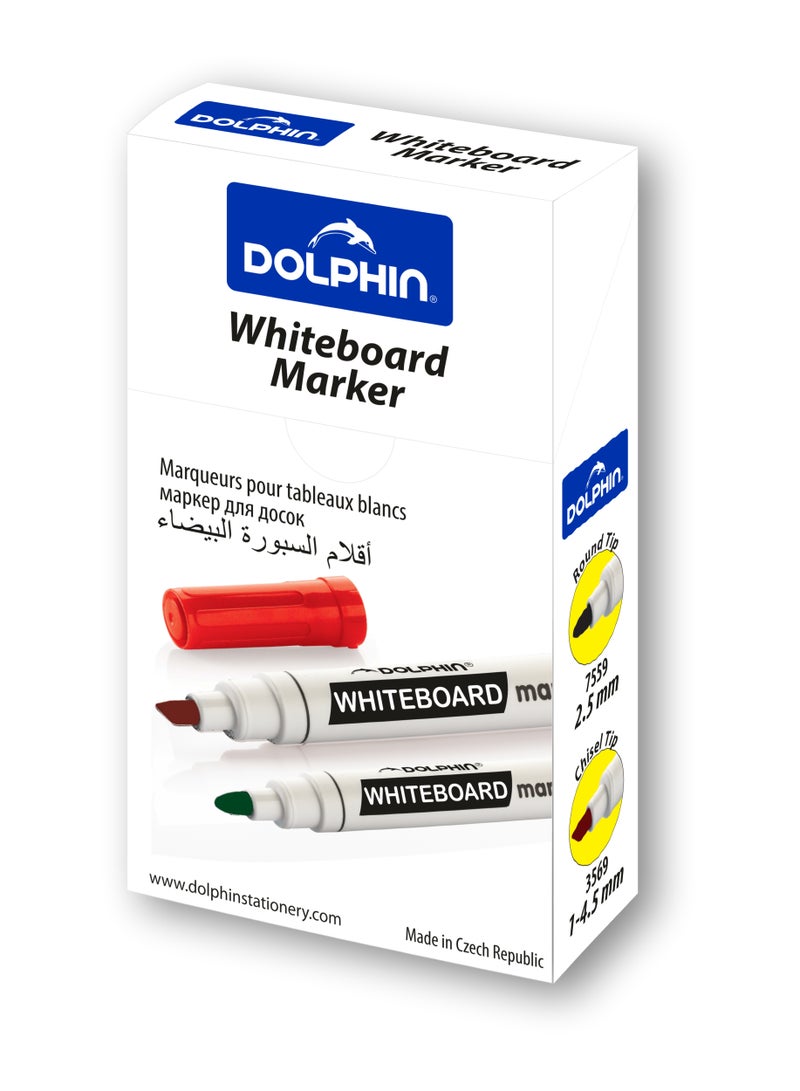 Dolphin Premium Whiteboard Marker Black Ink 5 mm Chisel Tip, Pack of 10 - Image 2