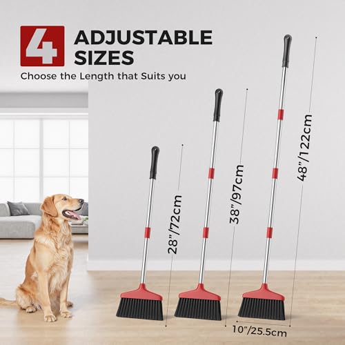 Nodirz Handy Broom, Indoor/Outdoor Brooms, Duty Kitchen Broom, for Home Garage Kitchen Office Courtyard Lobby Patio Lawn Concrete (2, Red) - Image 2