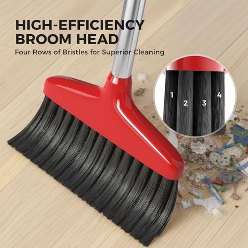 Nodirz Handy Broom, Indoor/Outdoor Brooms, Duty Kitchen Broom, for Home Garage Kitchen Office Courtyard Lobby Patio Lawn Concrete (2, Red) - Image 3