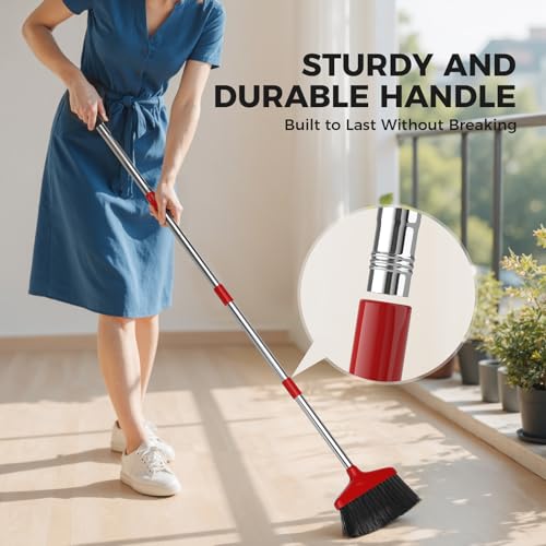 Nodirz Handy Broom, Indoor/Outdoor Brooms, Duty Kitchen Broom, for Home Garage Kitchen Office Courtyard Lobby Patio Lawn Concrete (2, Red) - Image 4