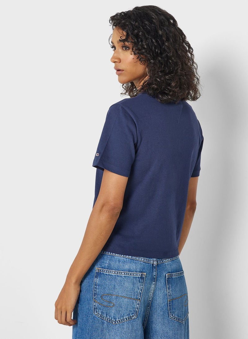TOMMY JEANS Embroidered Logo Crop T-Shirt  - Image 2