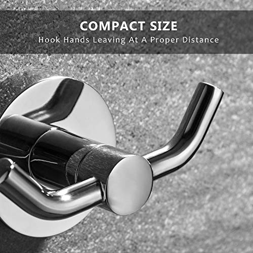 MARMOLUX ACC - Chrome Bathroom Hooks for Towels | Modern Double Towel Hook Design Ideal for use as Robe & Towel Hooks, Shower Wall Hooks or Kitchen Hooks | Towel Holder Double Hook Design. - Image 4