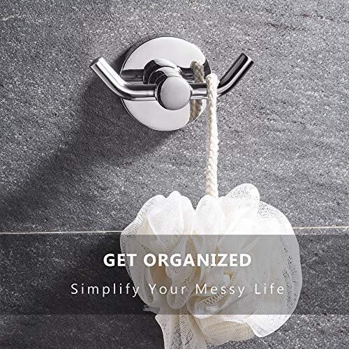 MARMOLUX ACC - Chrome Bathroom Hooks for Towels | Modern Double Towel Hook Design Ideal for use as Robe & Towel Hooks, Shower Wall Hooks or Kitchen Hooks | Towel Holder Double Hook Design. - Image 3