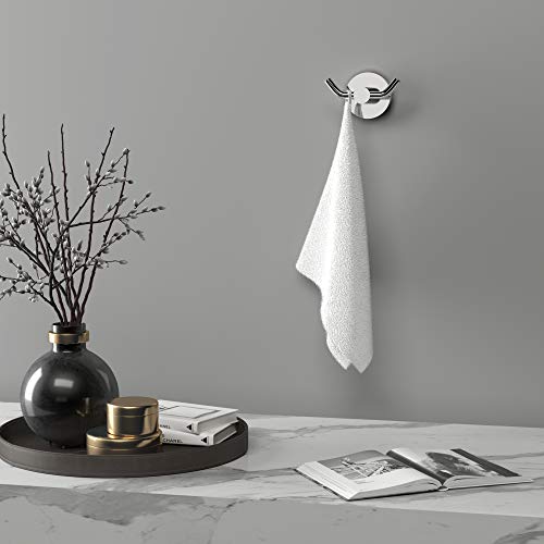 MARMOLUX ACC - Chrome Bathroom Hooks for Towels | Modern Double Towel Hook Design Ideal for use as Robe & Towel Hooks, Shower Wall Hooks or Kitchen Hooks | Towel Holder Double Hook Design. - Image 5