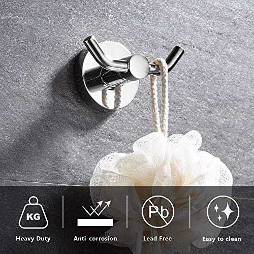 MARMOLUX ACC - Chrome Bathroom Hooks for Towels | Modern Double Towel Hook Design Ideal for use as Robe & Towel Hooks, Shower Wall Hooks or Kitchen Hooks | Towel Holder Double Hook Design. - Image 2