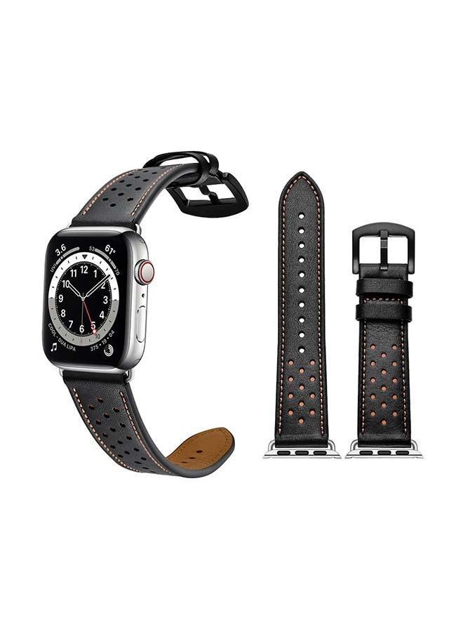 Genuine Leather Replacement Band For Apple Watch Series 6/SE/5/4/3/2/1 Black Brown - Image 1
