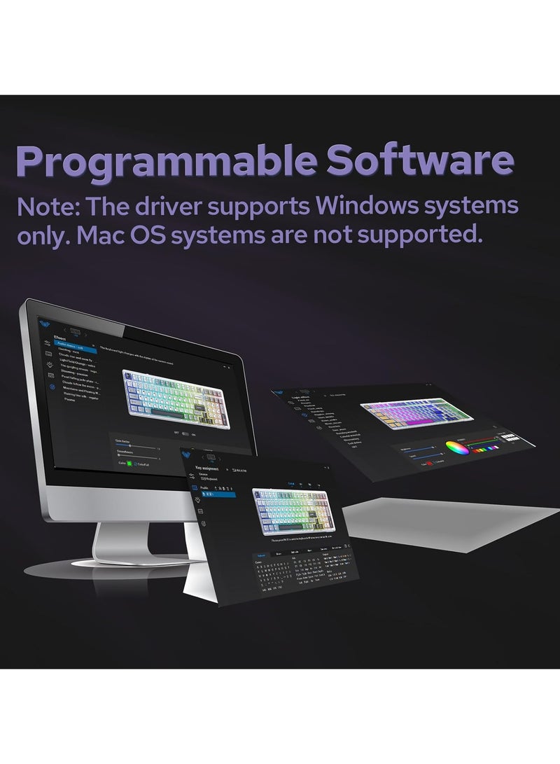 AULA F99 Wireless Mechanical Keyboard, Tri-Mode BT5.0/2.4GHz/USB-C Hot Swappable Custom Keyboard, Pre-lubed Reaper Switch, Gasket Structure, RGB Backlit Gaming Keyboard for PC/Tablet/PS/Xbox - Image 4