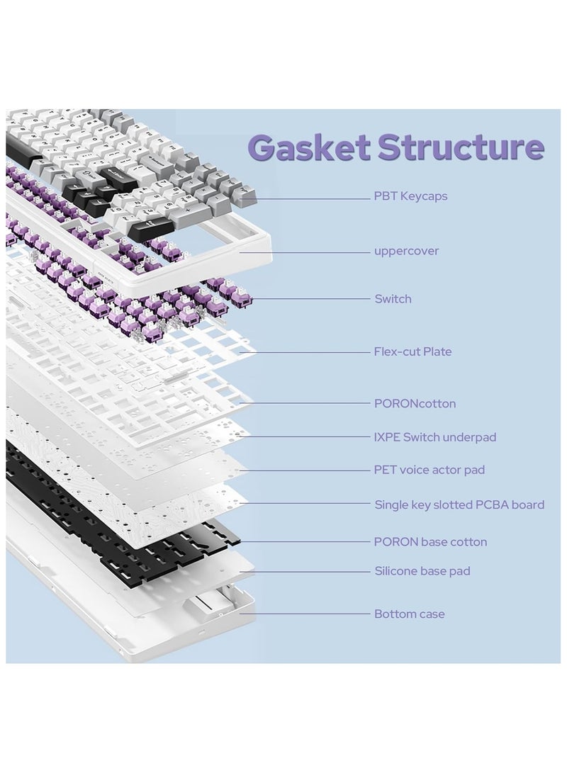 AULA F99 Wireless Mechanical Keyboard, Tri-Mode BT5.0/2.4GHz/USB-C Hot Swappable Custom Keyboard, Pre-lubed Reaper Switch, Gasket Structure, RGB Backlit Gaming Keyboard for PC/Tablet/PS/Xbox - Image 5