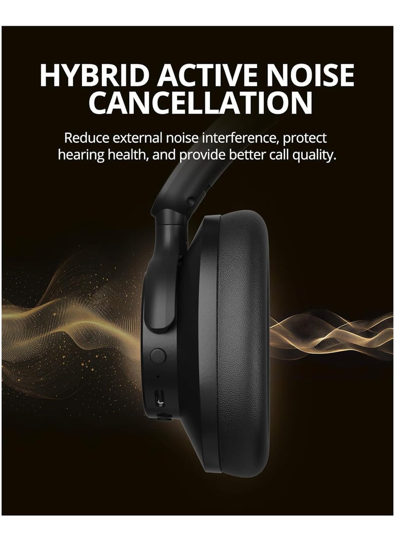 Tronsmart Tronsmart Q20S hybrid active Noise Cancelling Headphones, Wireless Over Ear Bluetooth Headphones with Mic, Hi-Res Audio, 60H Playtime, Deep Bass Custom EQ via App, Comfort Fit, for Travel Home Office Black  - Image 4