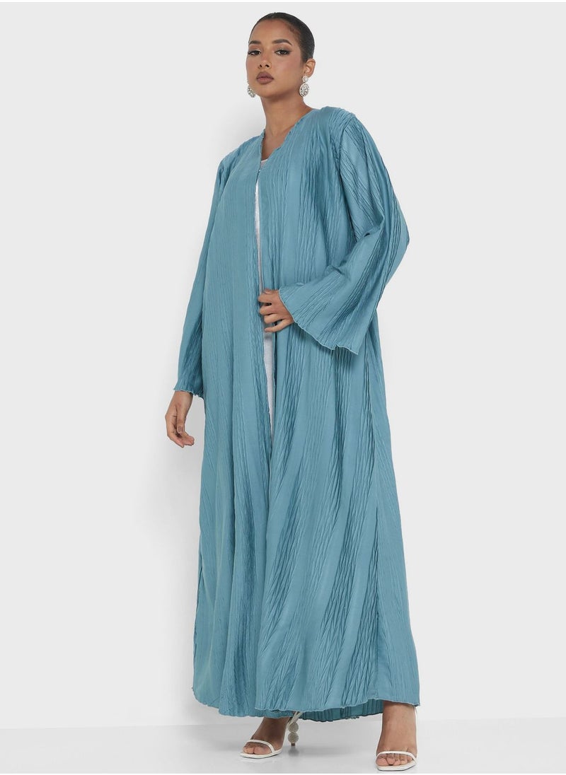 hayas closet - V-Neck Pleated Abaya - Image 1
