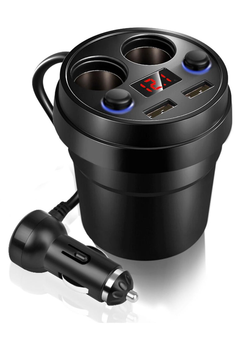 erorex - 2 Sockets Car Cigarette Lighter Splitter 12v and 24v 120w Car Power Adapter Inverter 3.1a Dual Usb Port Car Charger Quick Charging Compatible With Phone Androids Gps Dash Cam - Image 1