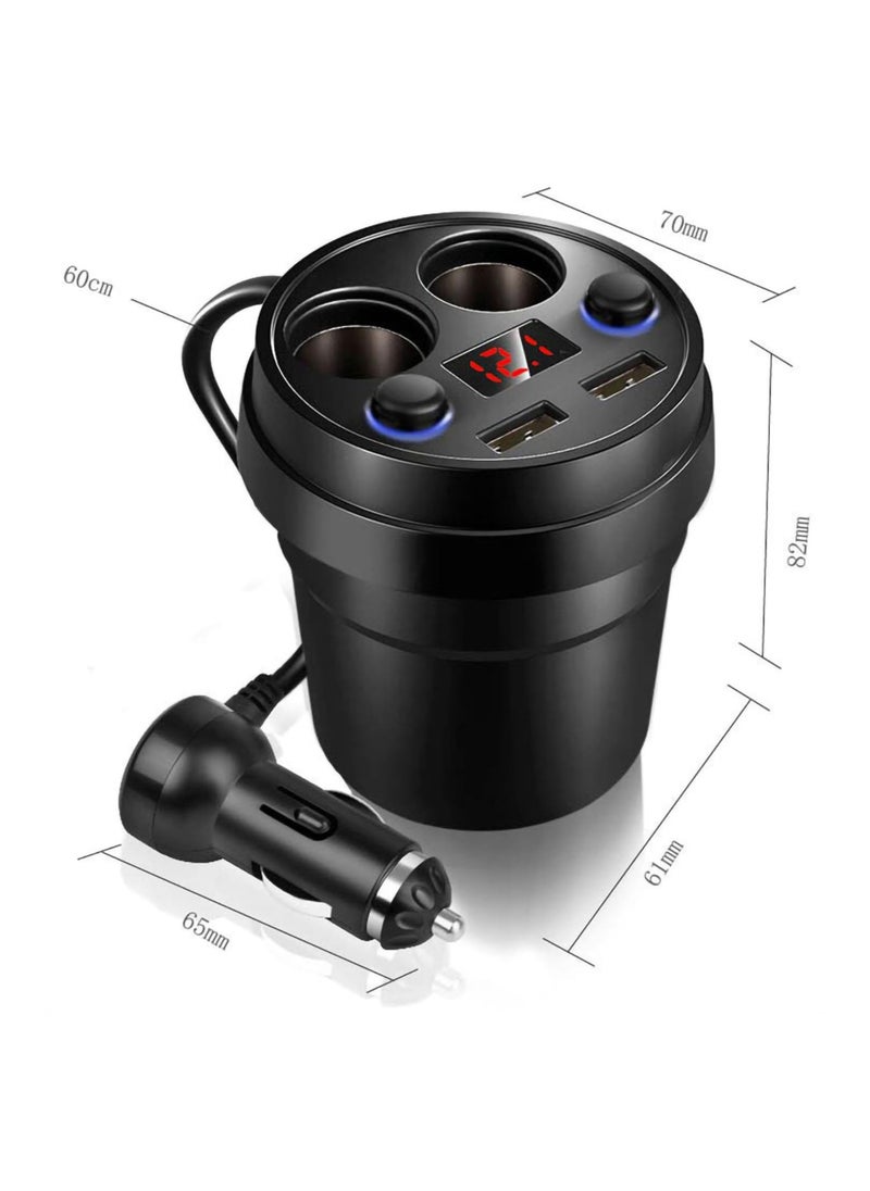 erorex - 2 Sockets Car Cigarette Lighter Splitter 12v and 24v 120w Car Power Adapter Inverter 3.1a Dual Usb Port Car Charger Quick Charging Compatible With Phone Androids Gps Dash Cam - Image 1