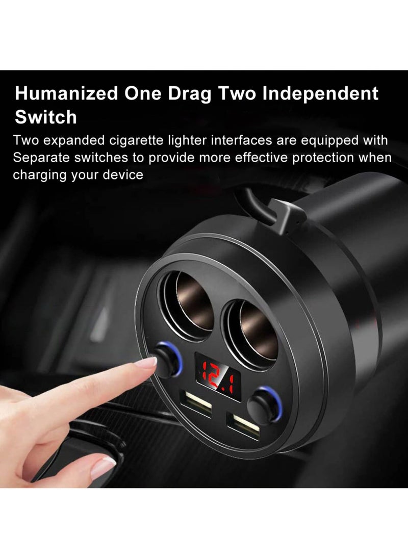 erorex - 2 Sockets Car Cigarette Lighter Splitter 12v and 24v 120w Car Power Adapter Inverter 3.1a Dual Usb Port Car Charger Quick Charging Compatible With Phone Androids Gps Dash Cam - Image 1
